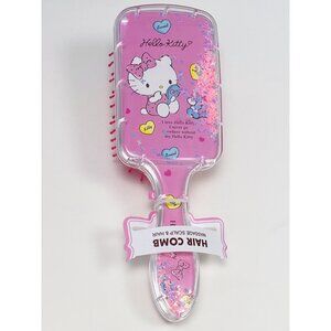 Sanrio HELLO KITTY Pink 8" Plastic HAIR BRUSH Comb Star Glitter Love Sweet NIP